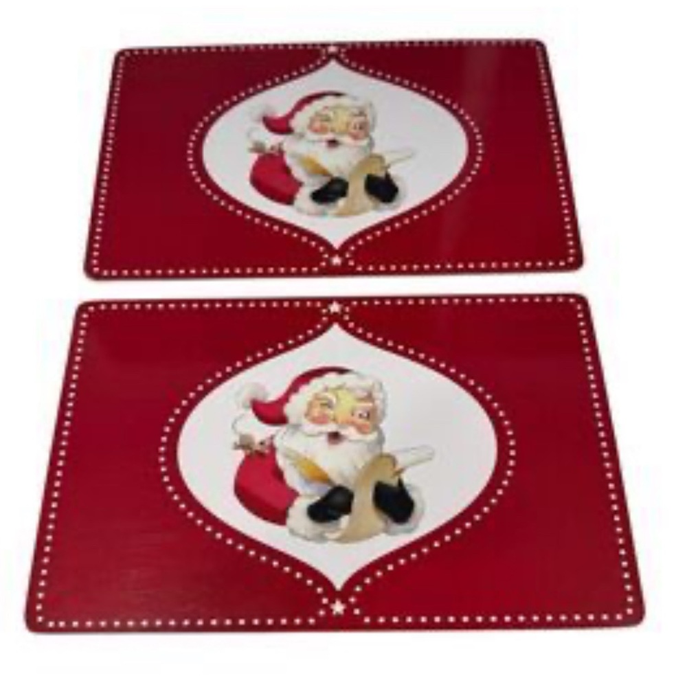 Vintage Pottery Barn Kids Santa Cork Back Placemats - Set of 2